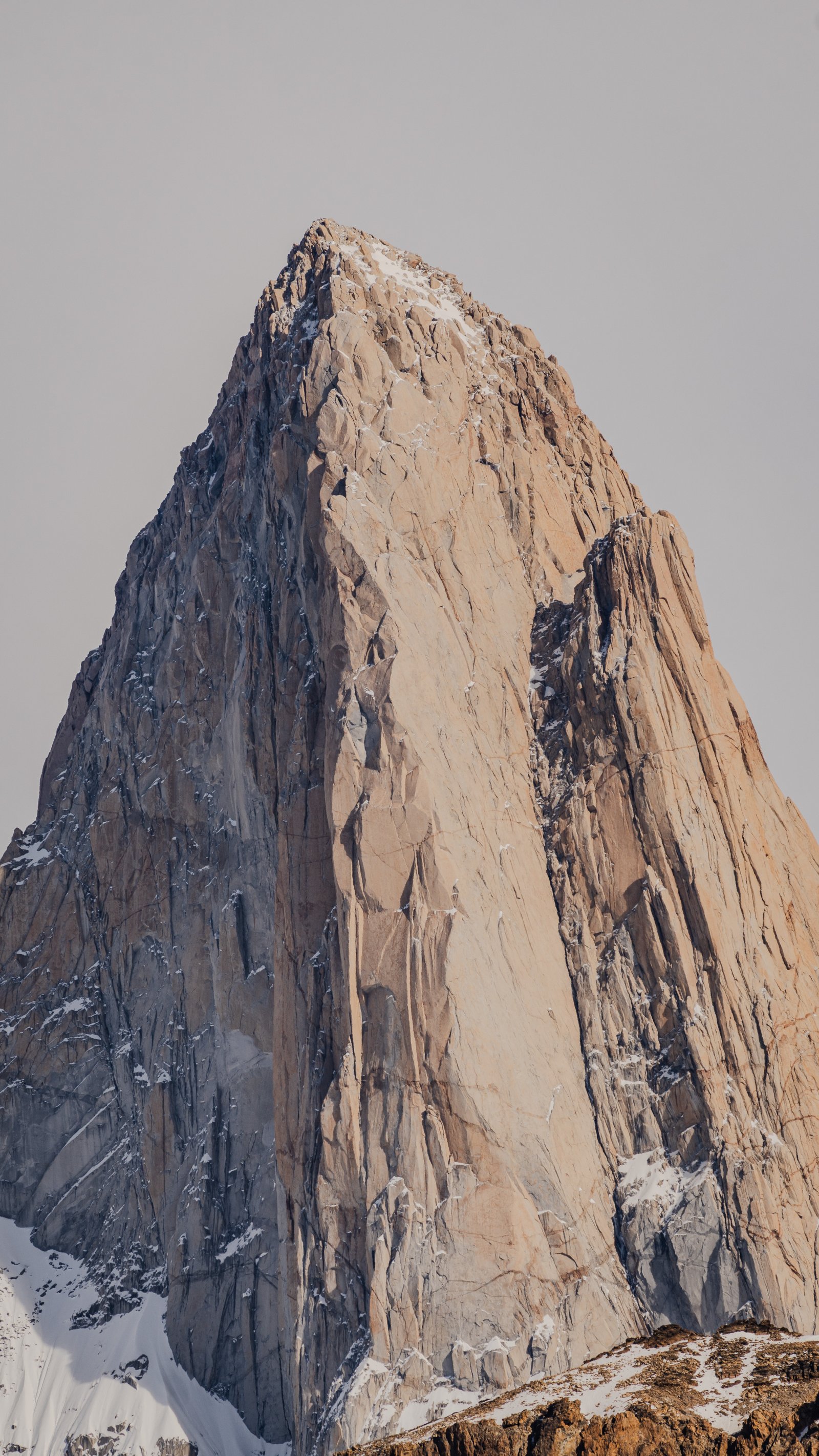 Sheer granite face of Fitz Roy close-up