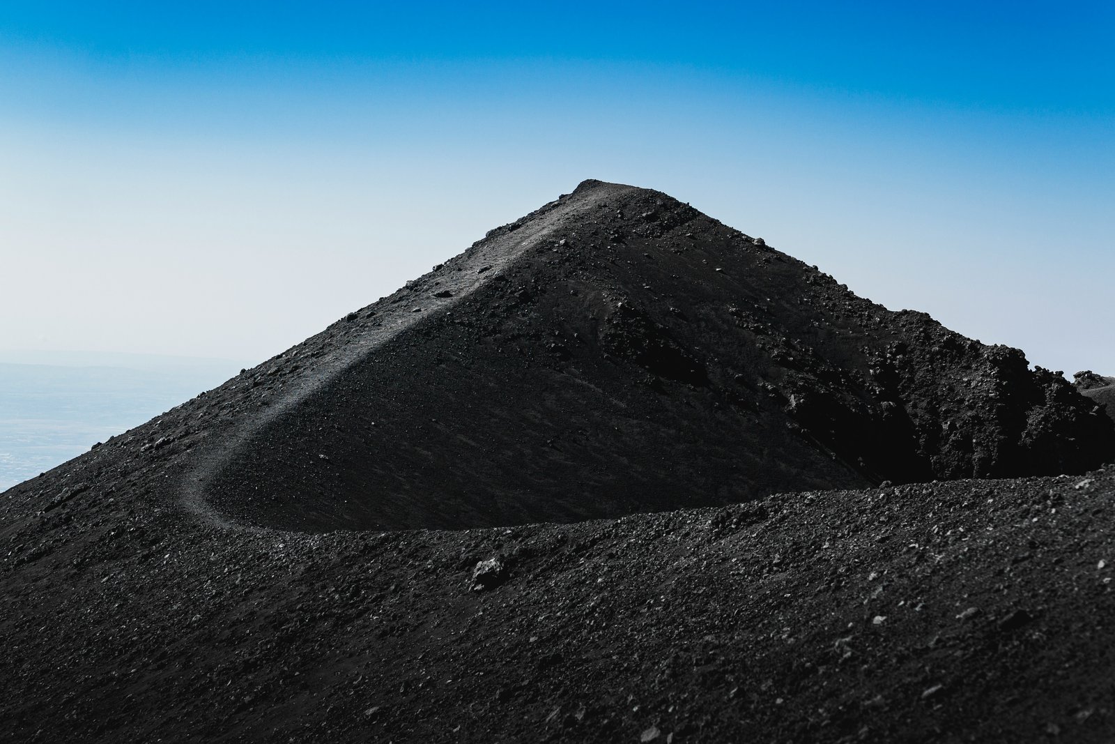 Valle del Bove on Etna's eastern flank showing successive lava flows across the vast depression