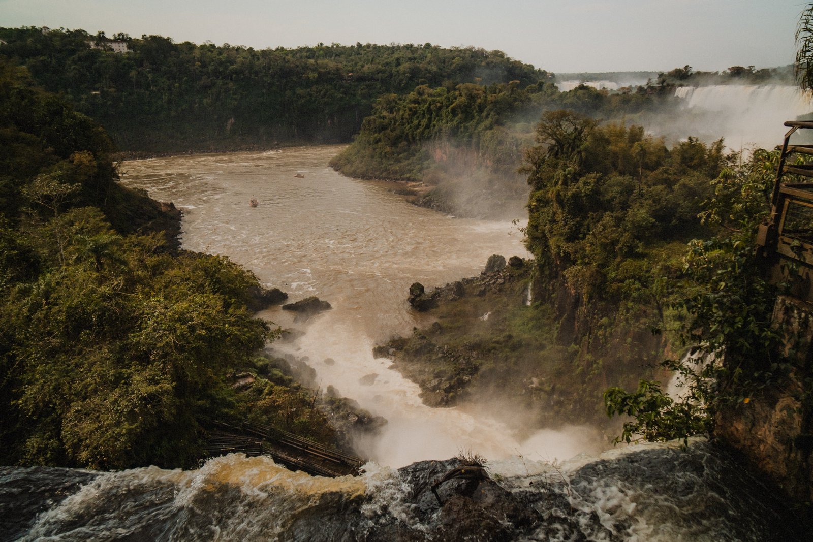 The full system from the high lookout: falls, islands, jungle, river. You still can't see all of it.