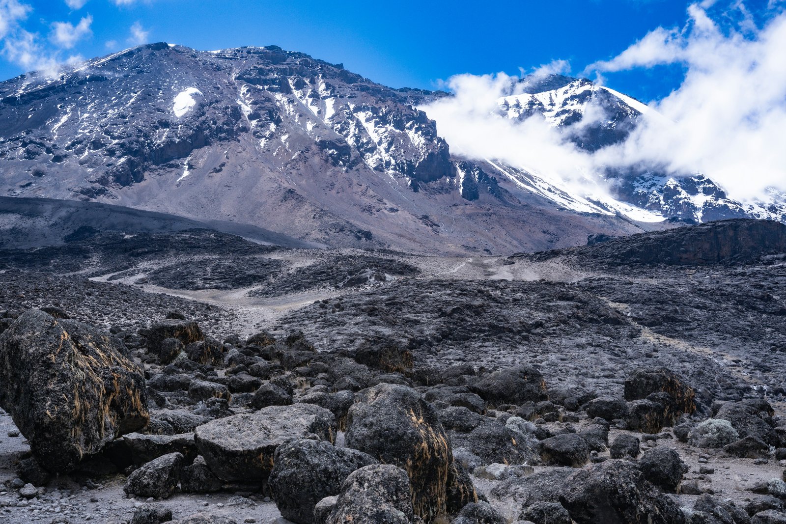 Crater glacier remnant on the floor of Kilimanjaro caldera