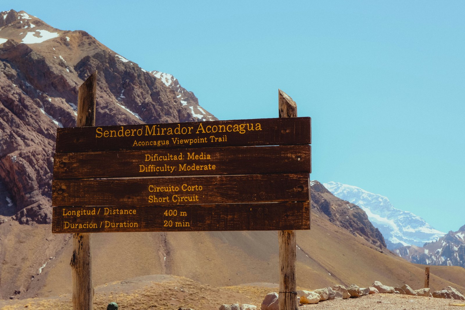 Aconcagua south face and glacier from Laguna Los Horcones